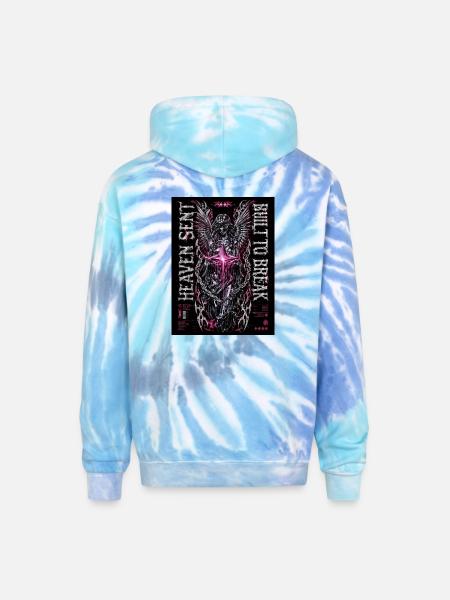 Heaven Bleed Neon Angel Wings - Adult Tie Dye Hoodie - blue lagoon