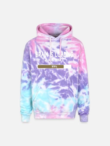 Brain Is Loading Progress - Adult Tie Dye Hoodie - cotton candy