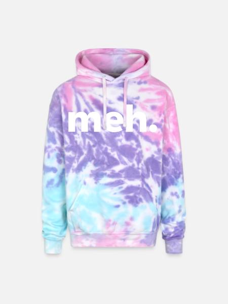 meh. - Adult Tie Dye Hoodie - cotton candy