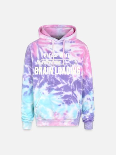 Brain Loading Please Wait - Adult Tie Dye Hoodie - cotton candy