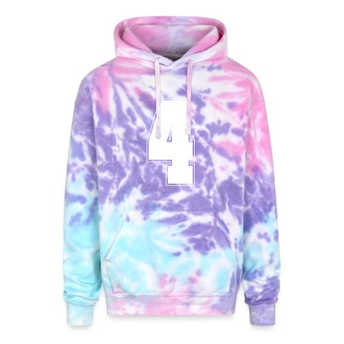 White Number 4 – Varsity Font - Adult Tie Dye Hoodie