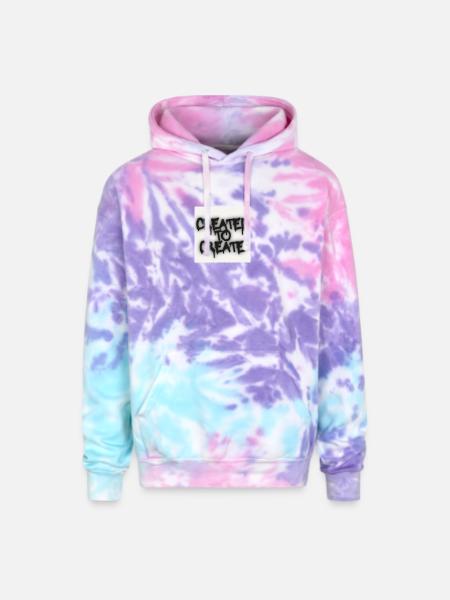 Created to Create - Adult Tie Dye Hoodie - cotton candy