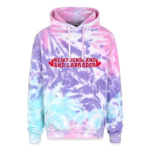 Newfoundland and Labrador with maple leaf - Adult Tie Dye Hoodie