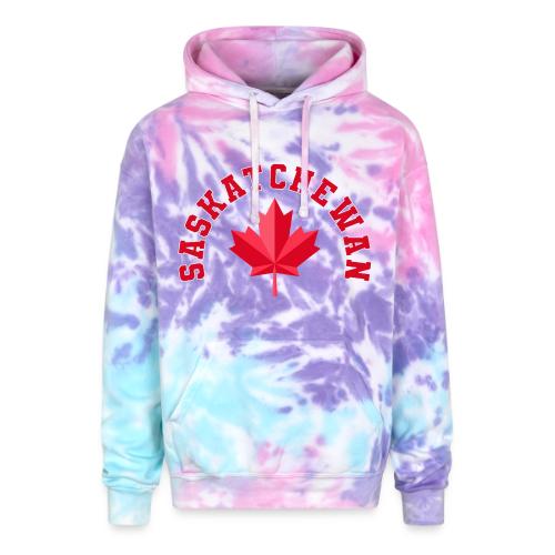 Saskatchewan with maple leaf - Adult Tie Dye Hoodie