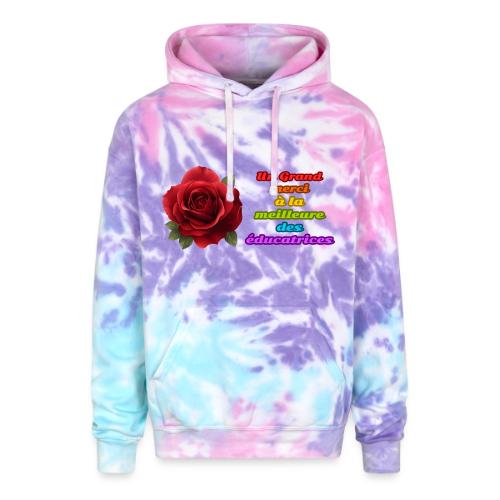 Thank You Educator: Pink and Rainbow Message - Adult Tie Dye Hoodie