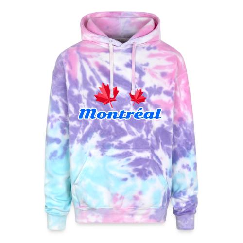 Montréal with two red maple leaves - Adult Tie Dye Hoodie