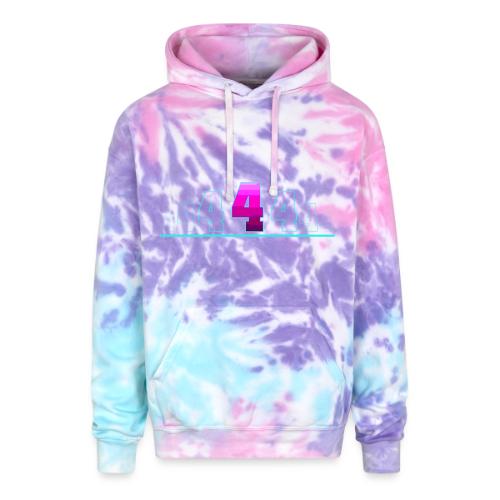 Number 4 in Magenta: Varsity Font - Adult Tie Dye Hoodie