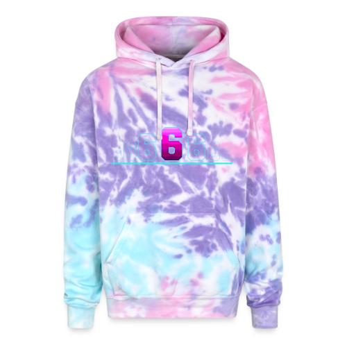 Number 6 in Magenta: Varsity Font - Adult Tie Dye Hoodie