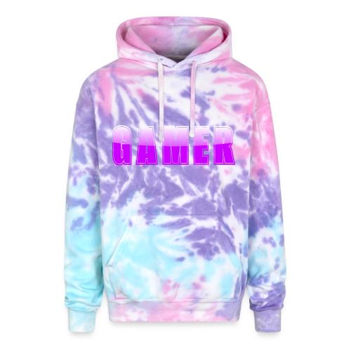 Gamer Purple Glossy Collegiate Design - Adult Tie Dye Hoodie
