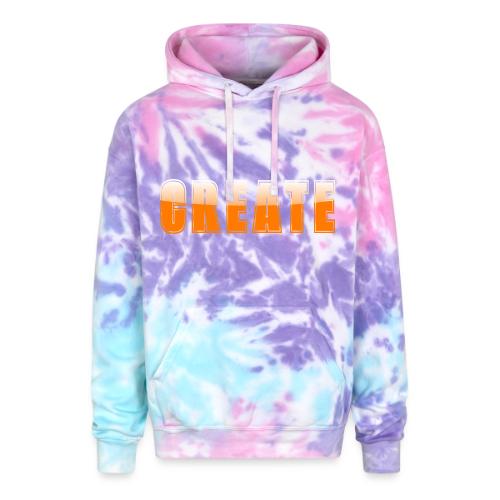 CREATE Vibrant Orange Bold Word Graphic - Adult Tie Dye Hoodie