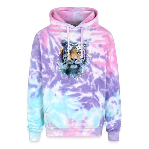 Splash-Art Tiger Face - Adult Tie Dye Hoodie