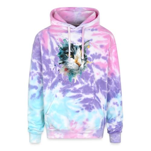 Watercolor cat face - Adult Tie Dye Hoodie