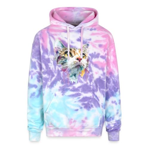 Chromatic Cat Splash - Adult Tie Dye Hoodie