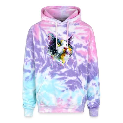 Cat: Painted Purr Expression - Adult Tie Dye Hoodie