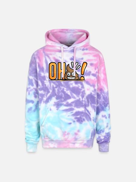 Funny Poop - Adult Tie Dye Hoodie - cotton candy