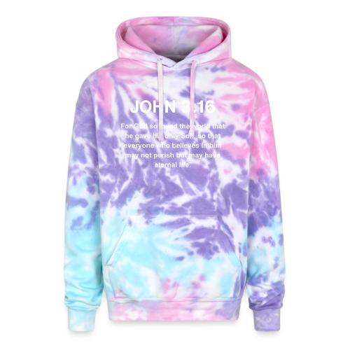 John 3:16 Christian Apparel – White - Adult Tie Dye Hoodie