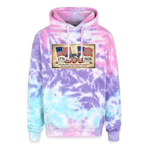 USA 250th Anniversary Flags Emblem - Adult Tie Dye Hoodie
