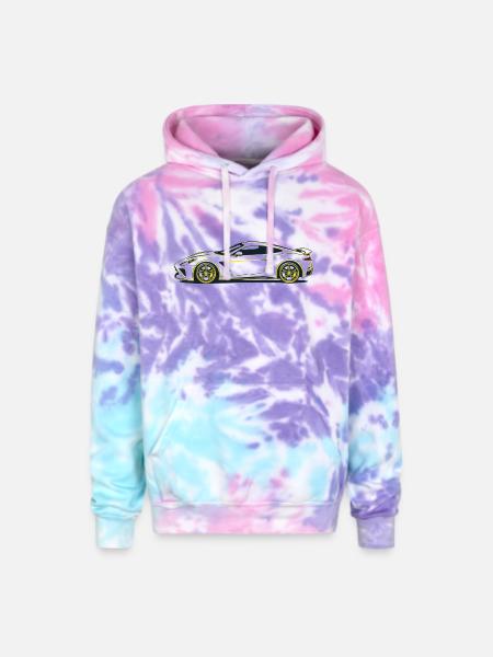 Starburst Velocity Racer - Adult Tie Dye Hoodie - cotton candy