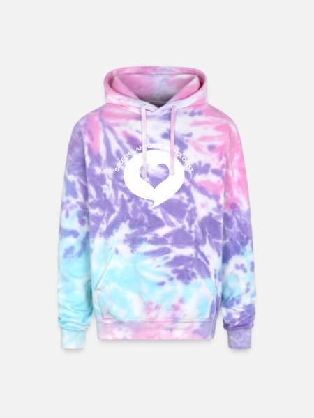 Speech Language Pathologist Heart Shirt - Adult Tie Dye Hoodie - cotton candy