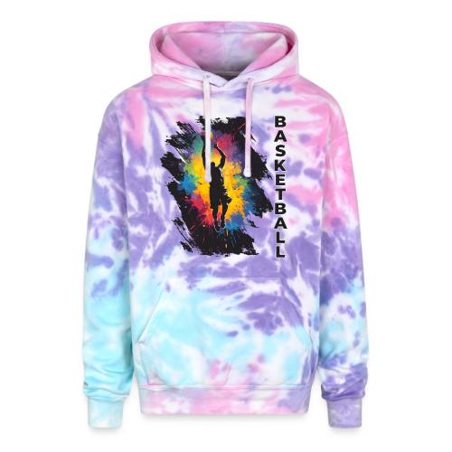 High Energy Basketball Paint Splatter Art - Adult Tie Dye Hoodie