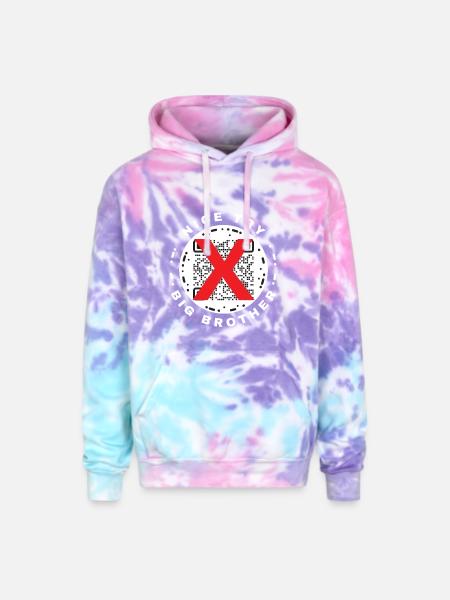 Nice Try Big Brother Privacy QR Code Design - Adult Tie Dye Hoodie - cotton candy