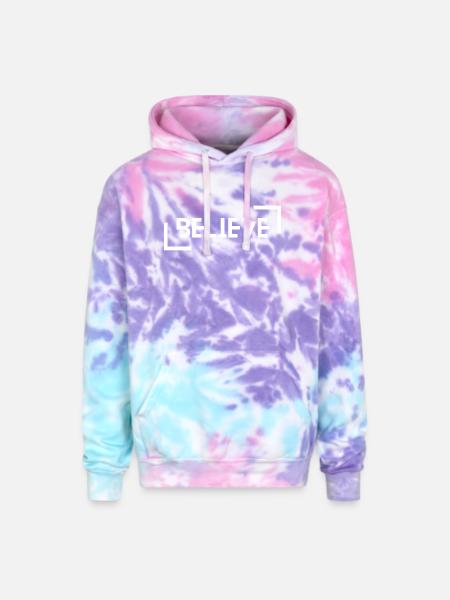 Believe-minimal-design - Adult Tie Dye Hoodie - cotton candy