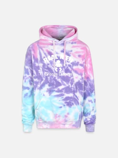 Real Men Change Diapers - Adult Tie Dye Hoodie - cotton candy
