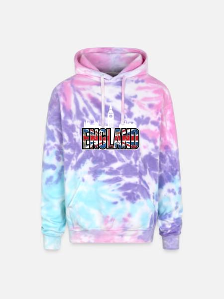 England - Adult Tie Dye Hoodie - cotton candy