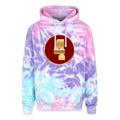 Number 4 in Gold Varsity Font - Adult Tie Dye Hoodie