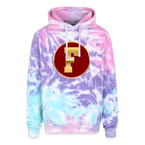 Letter F – Capital Varsity Alphabet Monogram - Adult Tie Dye Hoodie