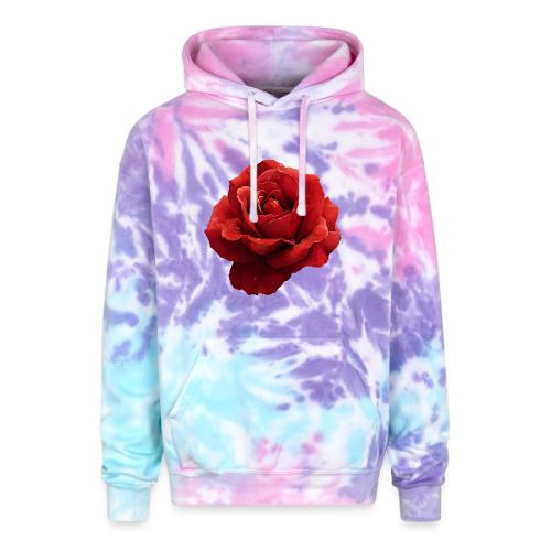 Rose: Crimson Dew Bloom - Adult Tie Dye Hoodie
