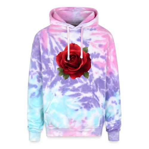 Rose: Crimson Bloom Elegance - Adult Tie Dye Hoodie