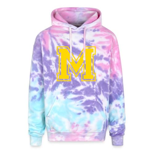Letter M – Capital Athletic Alphabet Monogram - Adult Tie Dye Hoodie