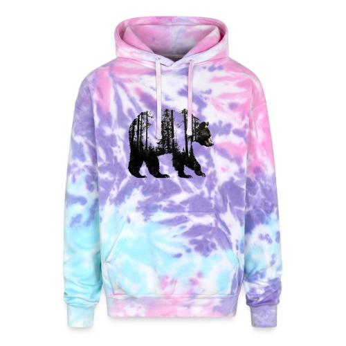 Evergreen Bear Silhouette - Adult Tie Dye Hoodie