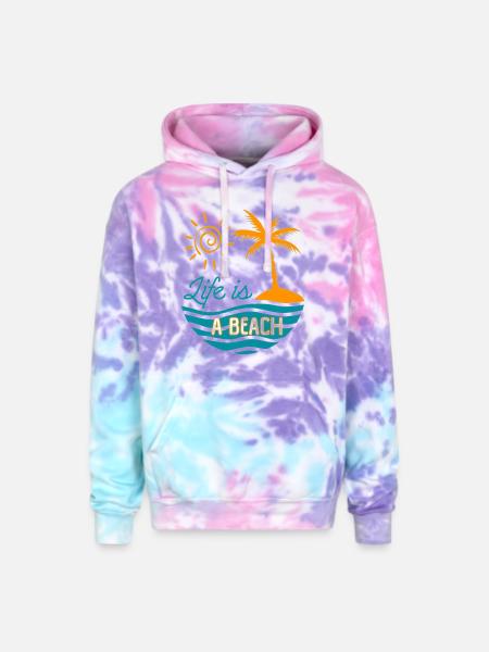 Abstract Serenity - Adult Tie Dye Hoodie - cotton candy