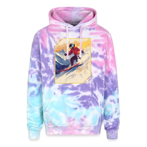 Skiing Through Snow Dreams - Adult Tie Dye Hoodie