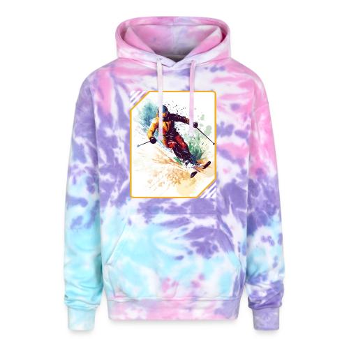 Winter Skiing Escape - Adult Tie Dye Hoodie