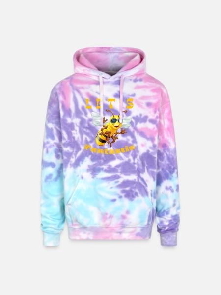 LET S BEE FANTASTIC - Adult Tie Dye Hoodie - cotton candy