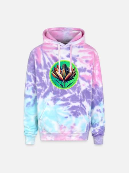 Blooming Microphone - Adult Tie Dye Hoodie - cotton candy