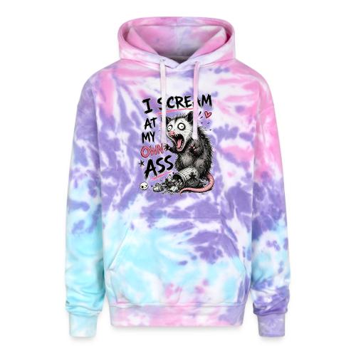 Funny Opossum Screaming Graphic Tee - Adult Tie Dye Hoodie