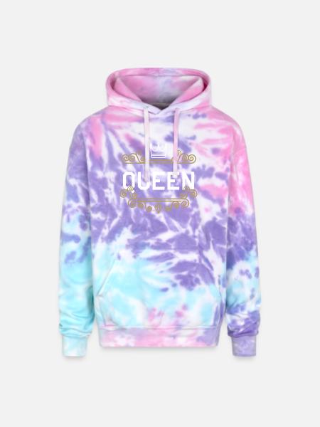 Queen King - Adult Tie Dye Hoodie - cotton candy