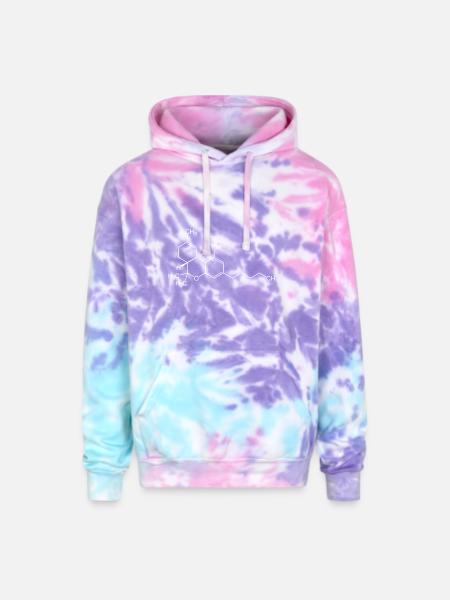 THC Cannabis Weed Chemical Symbol Science Geeky - Adult Tie Dye Hoodie - cotton candy