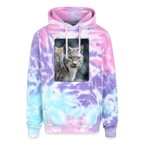 Lynx Portrait Piercing Eyes Design - Adult Tie Dye Hoodie