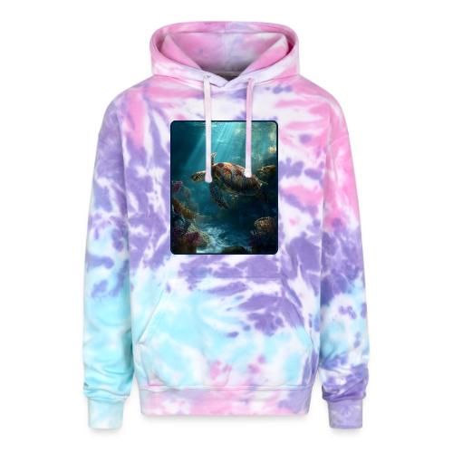 Sea Turtle Coral Reef Design - Adult Tie Dye Hoodie