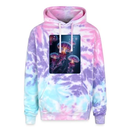 Glowing Jellyfish Deep Sea Design - Adult Tie Dye Hoodie