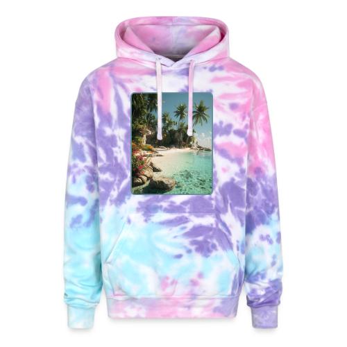 Serene Tropical Beach Floral Design - Adult Tie Dye Hoodie
