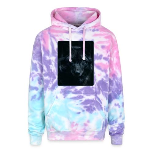 Black Wolf Intense Eyes Portrait Design - Adult Tie Dye Hoodie