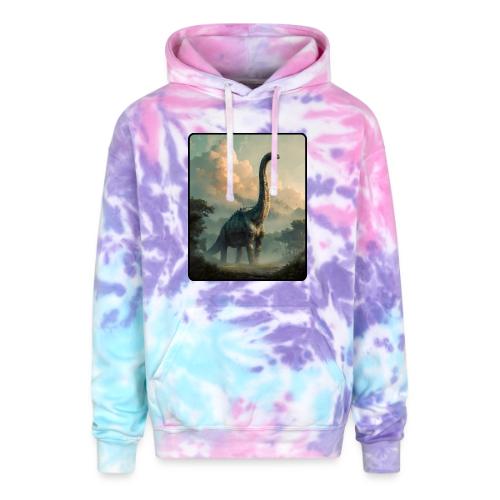 Brachiosaurus Prehistoric Scene Design - Adult Tie Dye Hoodie