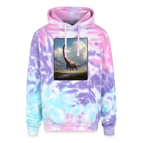 Brachiosaurus Valley Landscape Design - Adult Tie Dye Hoodie