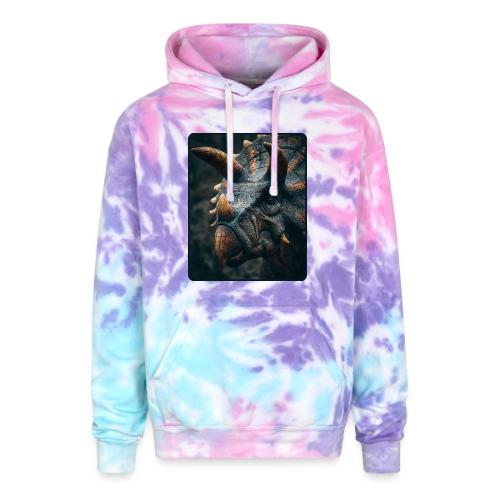 Triceratops Detailed Portrait Design - Adult Tie Dye Hoodie